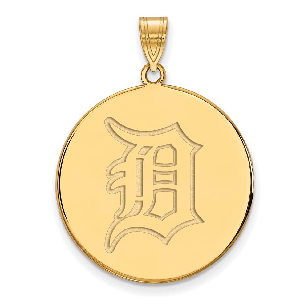 10K Yellow Gold MLB Detroit Tigers Extra Large Disc Pendant, Item P31907 by The Black Bow Jewelry Co.