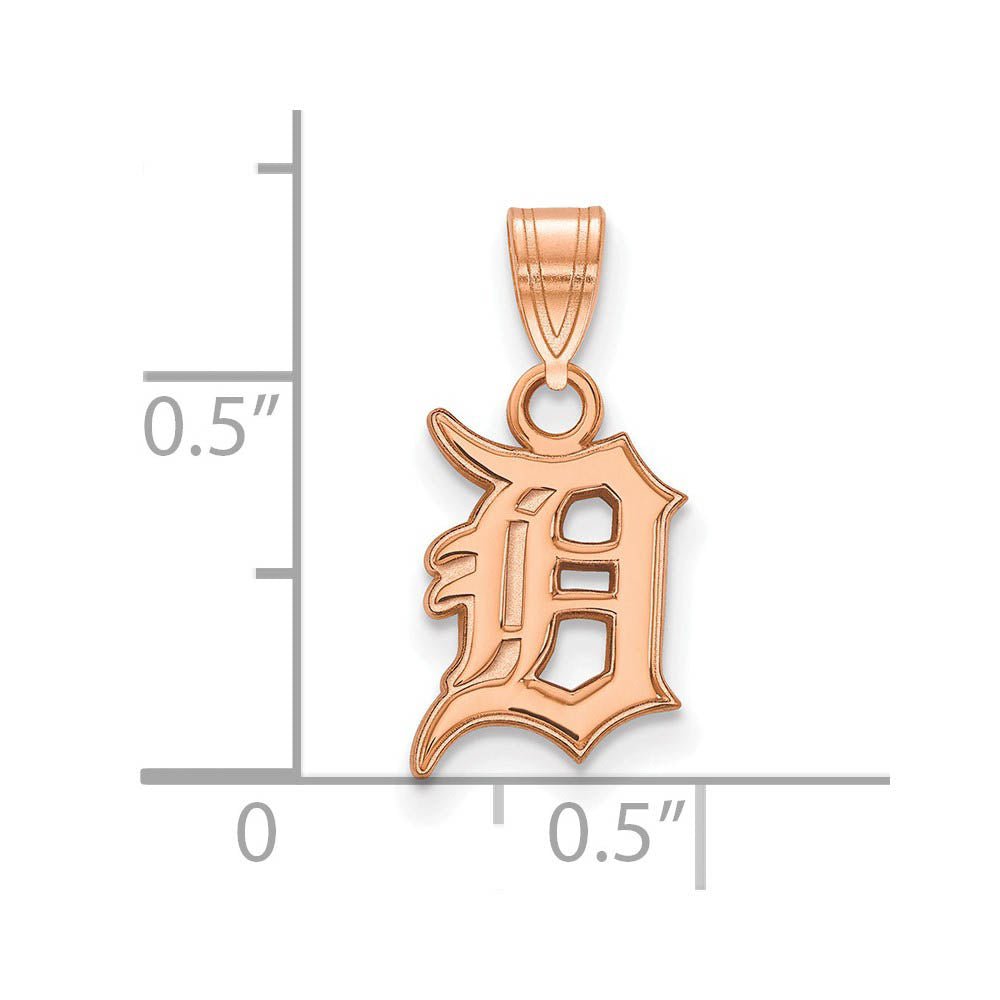Alternate view of the 14K Rose Gold MLB Detroit Tigers Letter D Small Pendant by The Black Bow Jewelry Co.