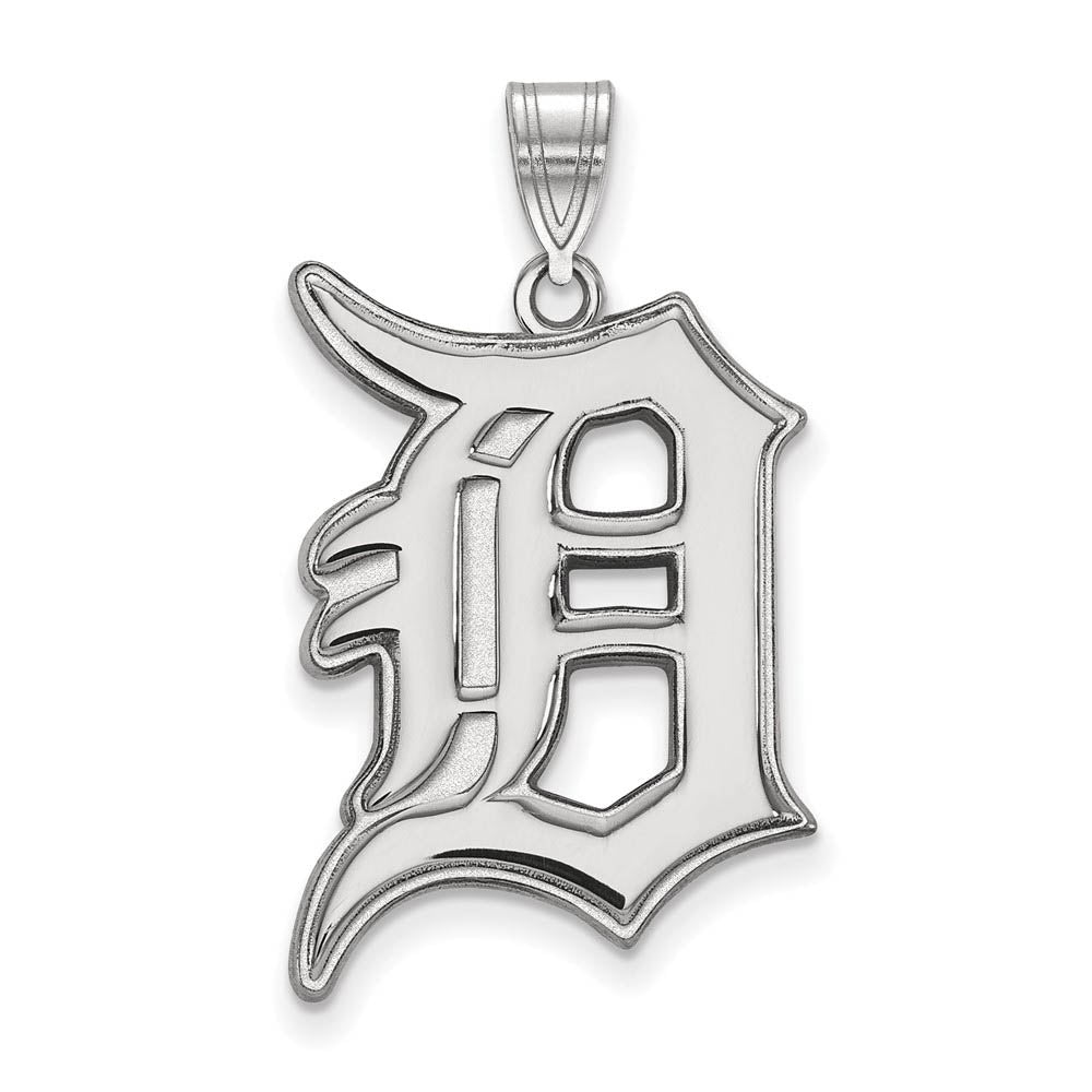 14K White Gold MLB Detroit Tigers Letter D Extra Large Pendant, Item P31914 by The Black Bow Jewelry Co.