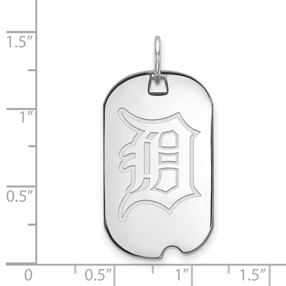 Alternate view of the 14K White Gold MLB Detroit Tigers Small Dog Tag Pendant by The Black Bow Jewelry Co.
