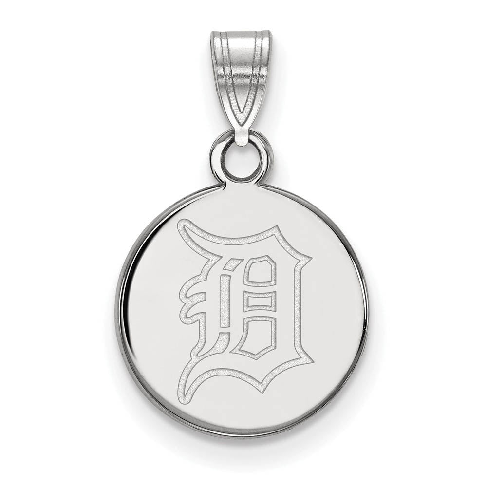 14K White Gold MLB Detroit Tigers Small Disc Pendant, Item P31917 by The Black Bow Jewelry Co.