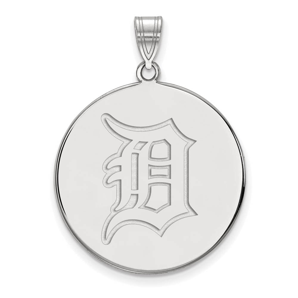 14K White Gold MLB Detroit Tigers Extra Large Disc Pendant, Item P31920 by The Black Bow Jewelry Co.
