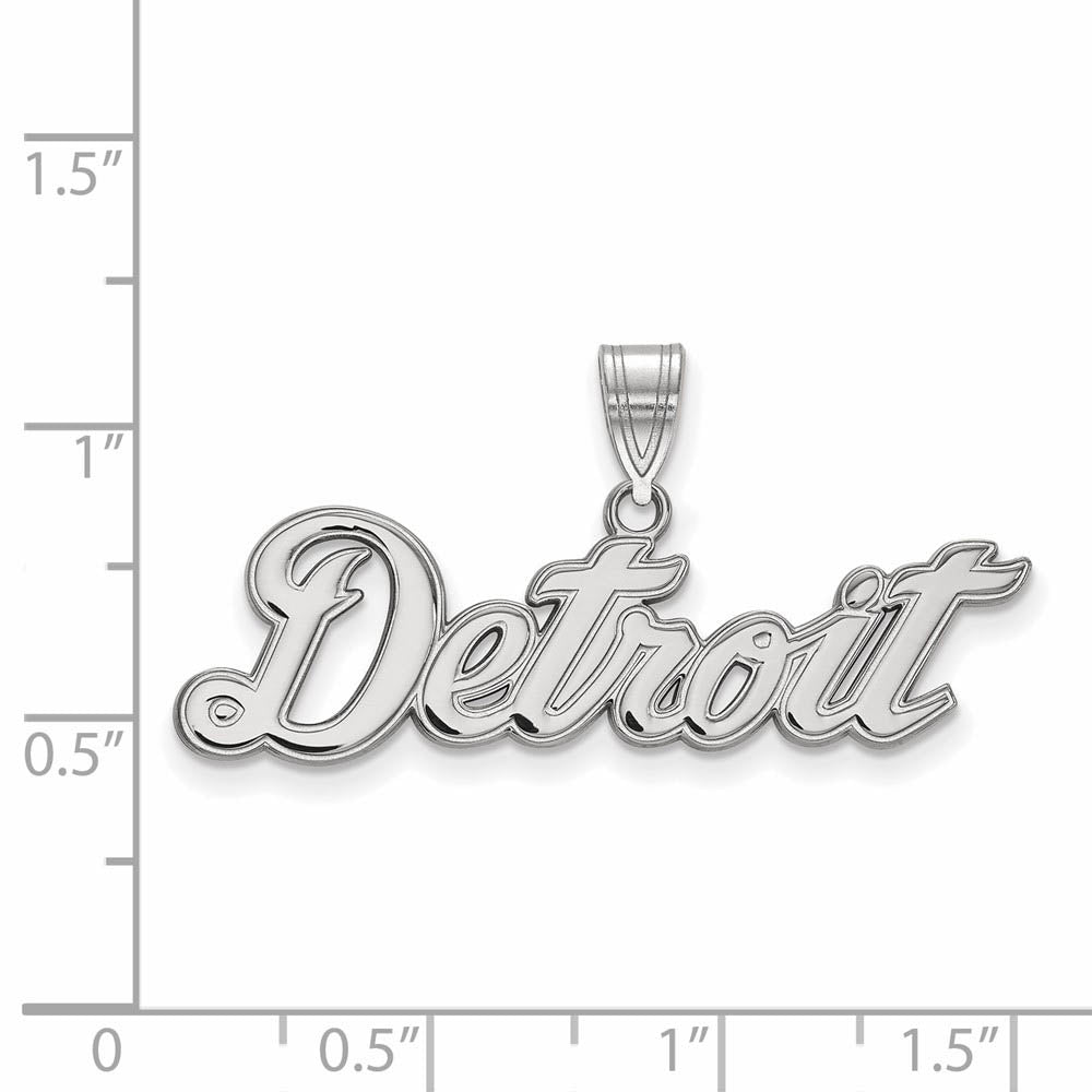 Alternate view of the 14K White Gold MLB Detroit Tigers Large Script Pendant by The Black Bow Jewelry Co.