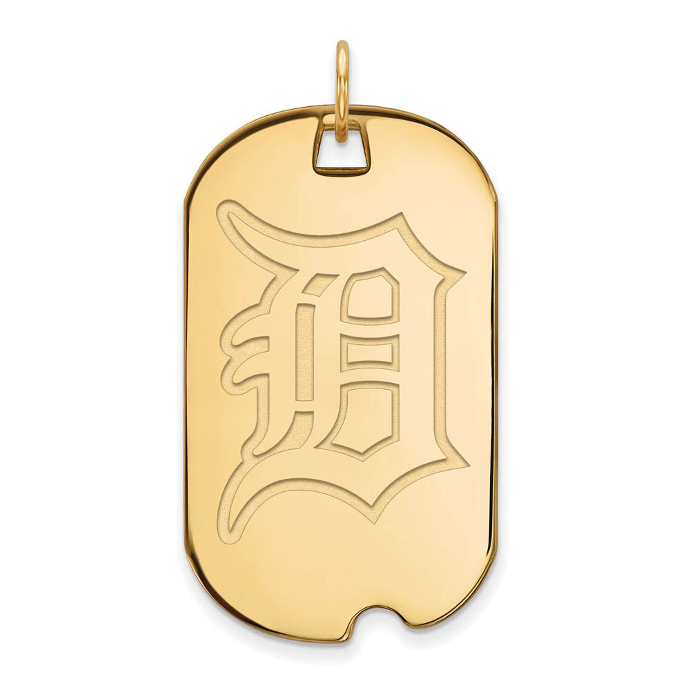 14K Yellow Gold MLB Detroit Tigers Large Dog Tag Pendant, Item P31929 by The Black Bow Jewelry Co.