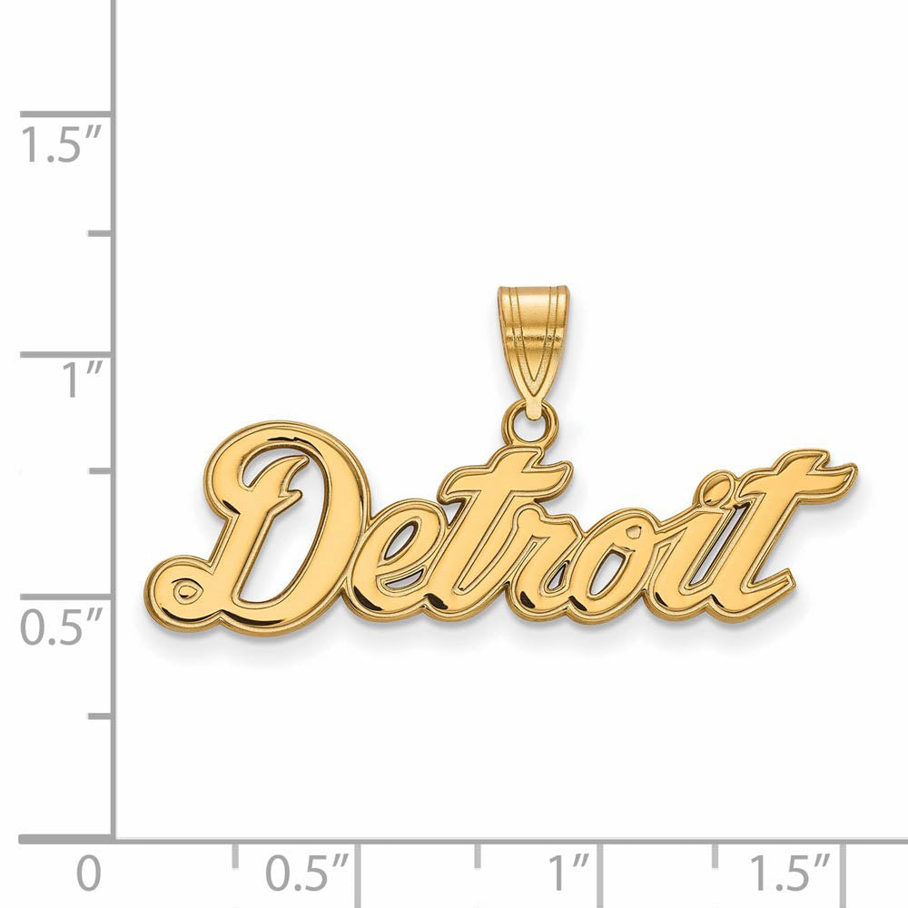 Alternate view of the 14K Yellow Gold MLB Detroit Tigers Large Script Pendant by The Black Bow Jewelry Co.
