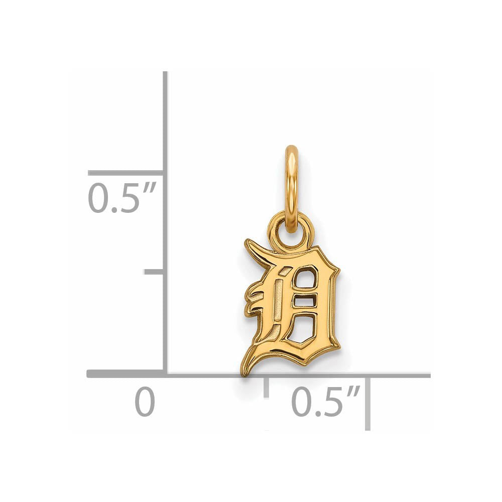 Alternate view of the 14K Gold Plated Silver MLB Detroit Tigers Letter D XS (Tiny) Charm by The Black Bow Jewelry Co.