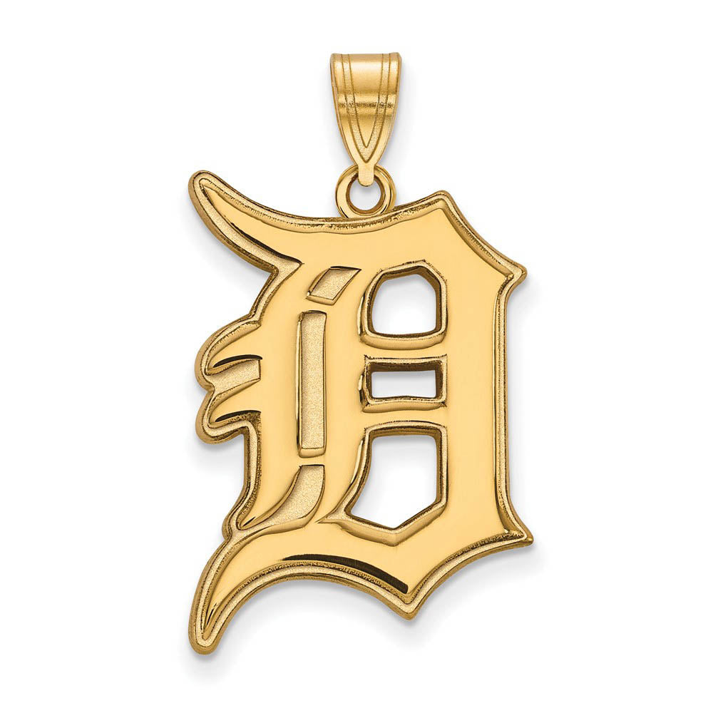 14K Gold Plated Silver MLB Detroit Tigers Letter D Extra Large Pendant, Item P31940 by The Black Bow Jewelry Co.