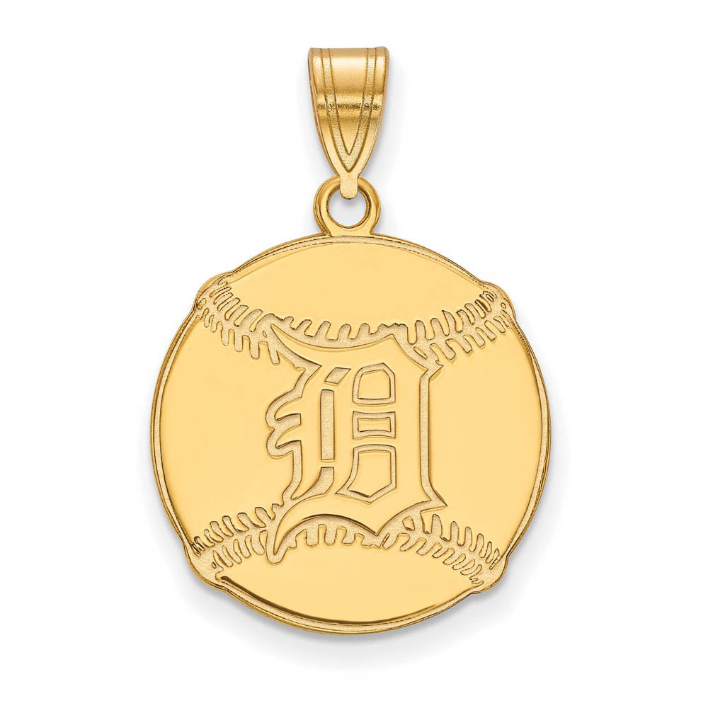 14K Gold Plated Silver MLB Detroit Tigers Baseball Pendant, Item P31942 by The Black Bow Jewelry Co.