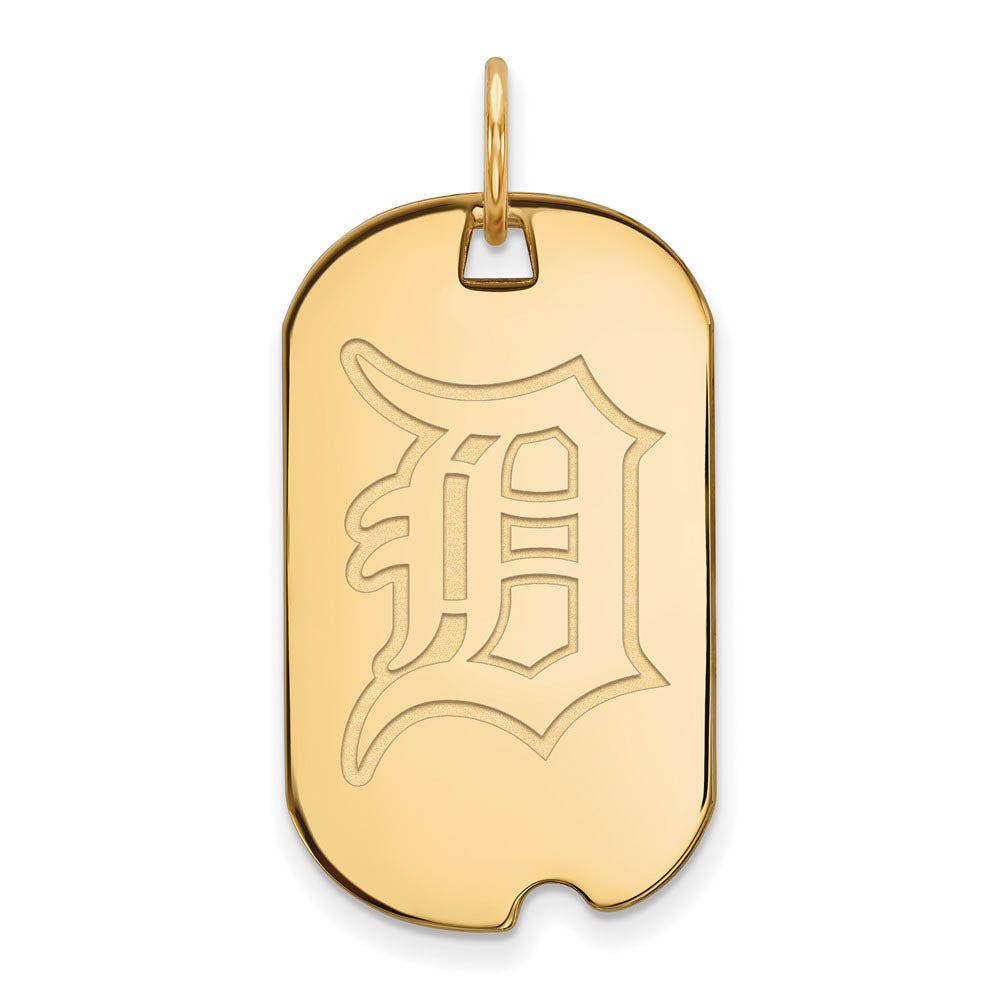 14K Gold Plated Silver MLB Detroit Tigers Small Dog Tag Pendant, Item P31943 by The Black Bow Jewelry Co.