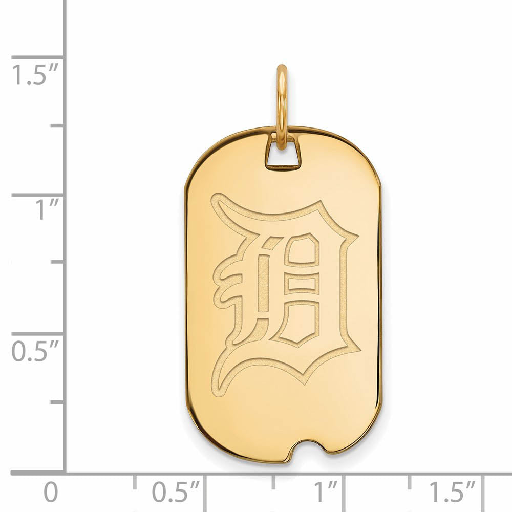 Alternate view of the 14K Gold Plated Silver MLB Detroit Tigers Small Dog Tag Pendant by The Black Bow Jewelry Co.