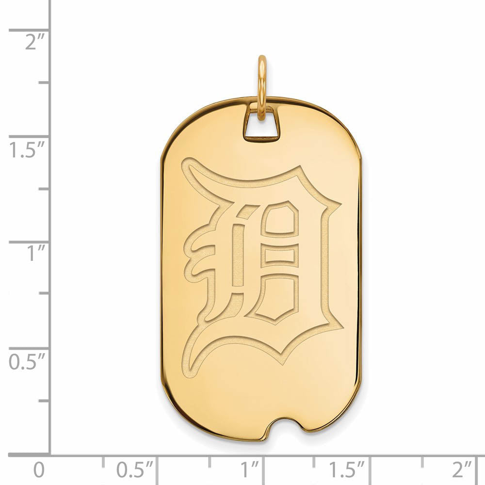Alternate view of the 14K Gold Plated Silver MLB Detroit Tigers Large Dog Tag Pendant by The Black Bow Jewelry Co.