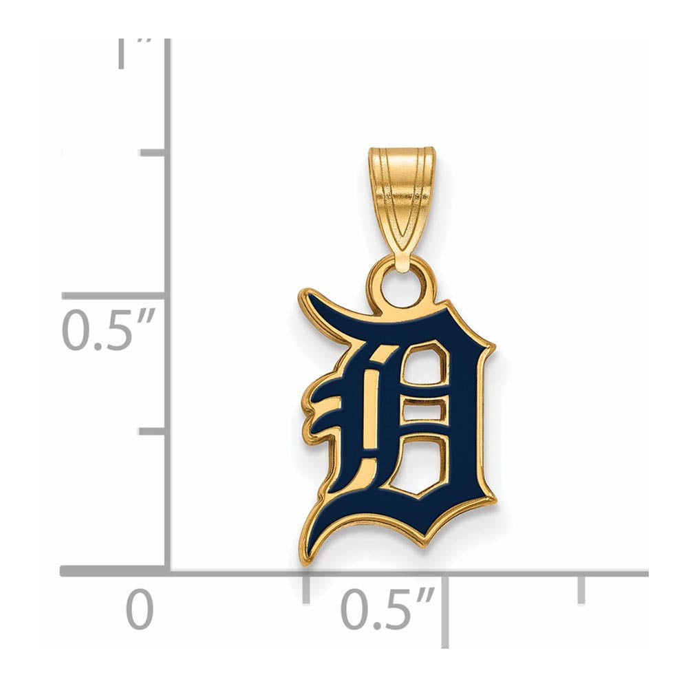Alternate view of the 14K Gold Plated Silver MLB Detroit Tigers SM Enamel Letter D Pendant by The Black Bow Jewelry Co.