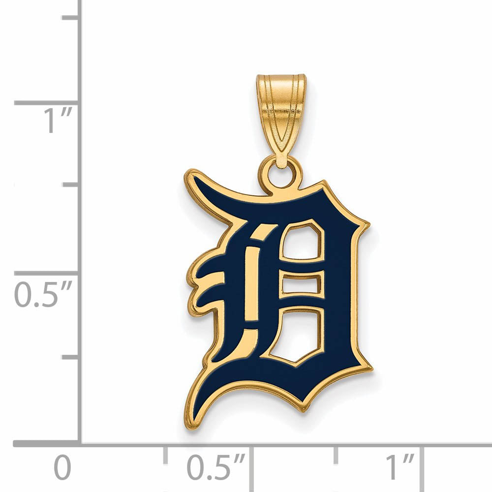 Alternate view of the 14K Gold Plated Silver MLB Detroit Tigers LG Enamel Letter D Pendant by The Black Bow Jewelry Co.