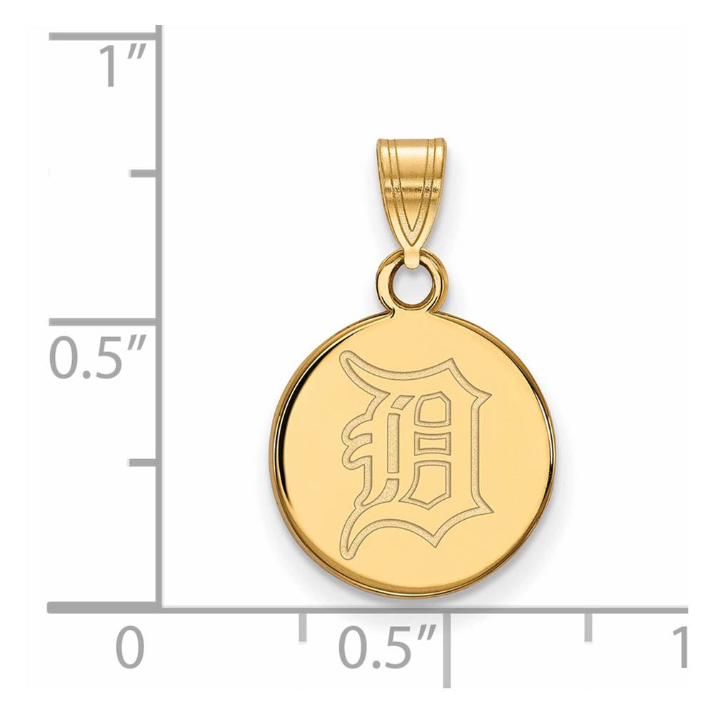 Alternate view of the 14K Gold Plated Silver MLB Detroit Tigers Small Disc Pendant by The Black Bow Jewelry Co.