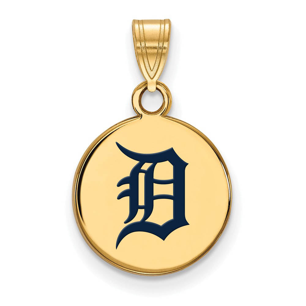 14K Gold Plated Silver MLB Detroit Tigers SM Enamel Disc Pendant, Item P31950 by The Black Bow Jewelry Co.