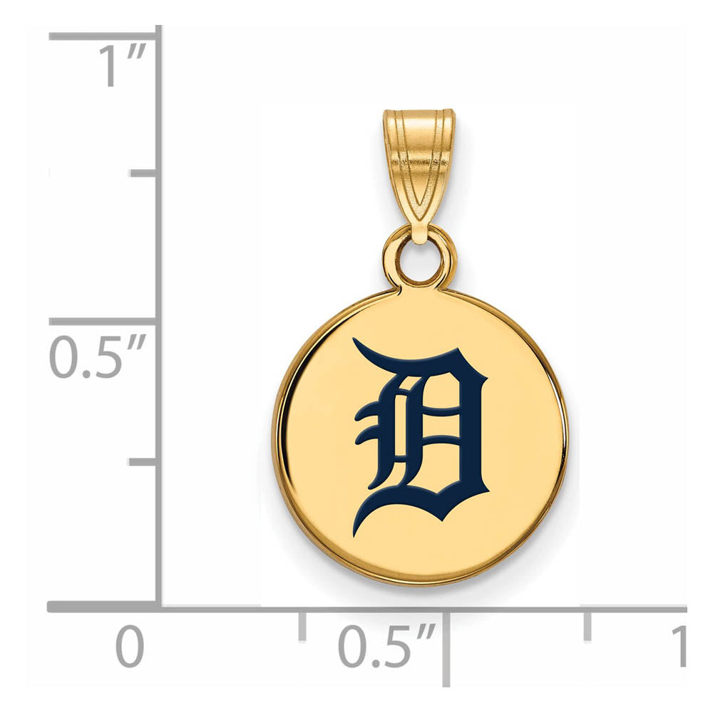 Alternate view of the 14K Gold Plated Silver MLB Detroit Tigers SM Enamel Disc Pendant by The Black Bow Jewelry Co.