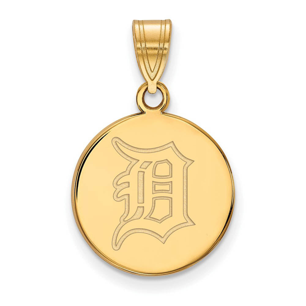 14K Gold Plated Silver MLB Detroit Tigers Medium Disc Pendant, Item P31951 by The Black Bow Jewelry Co.