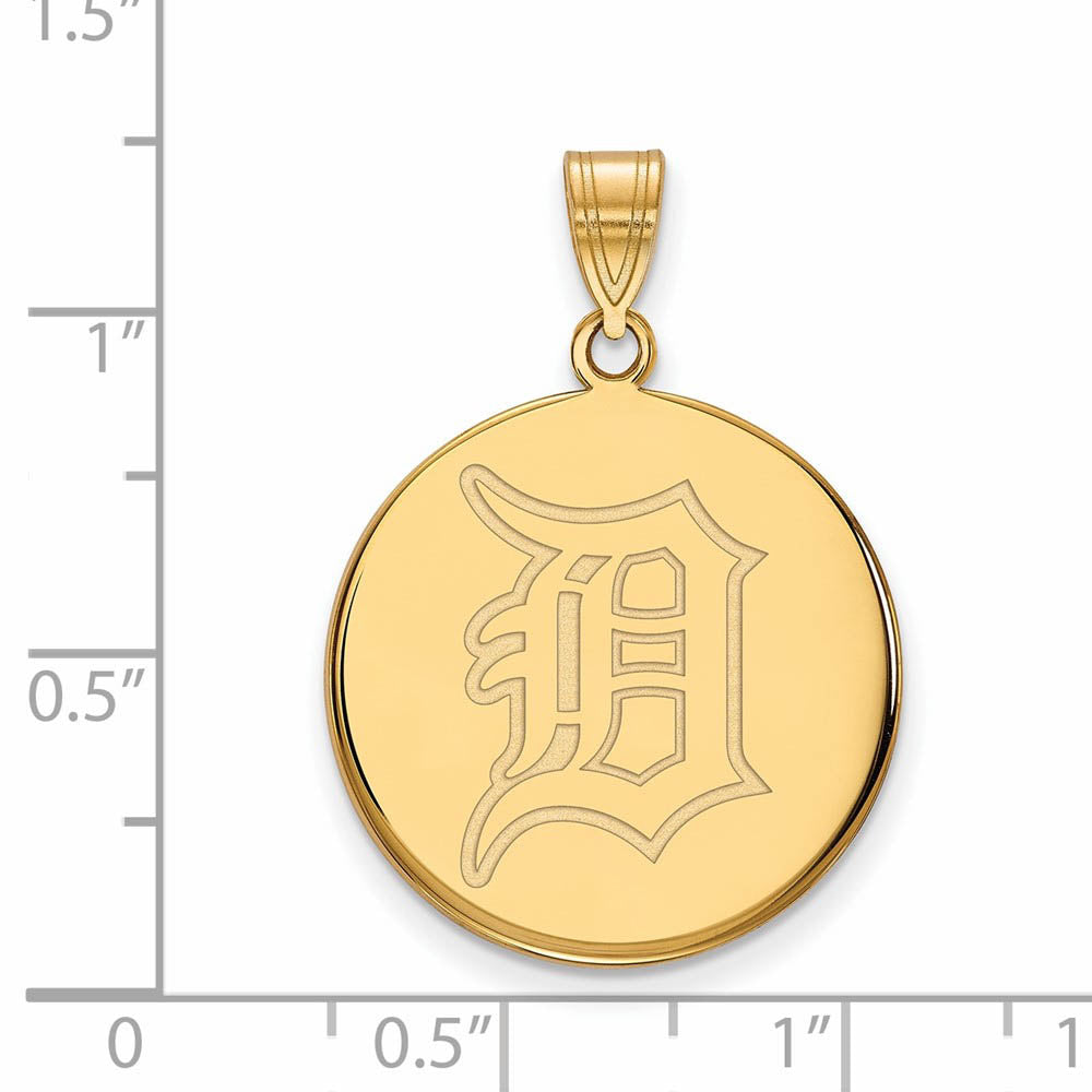 Alternate view of the 14K Gold Plated Silver MLB Detroit Tigers Large Disc Pendant by The Black Bow Jewelry Co.