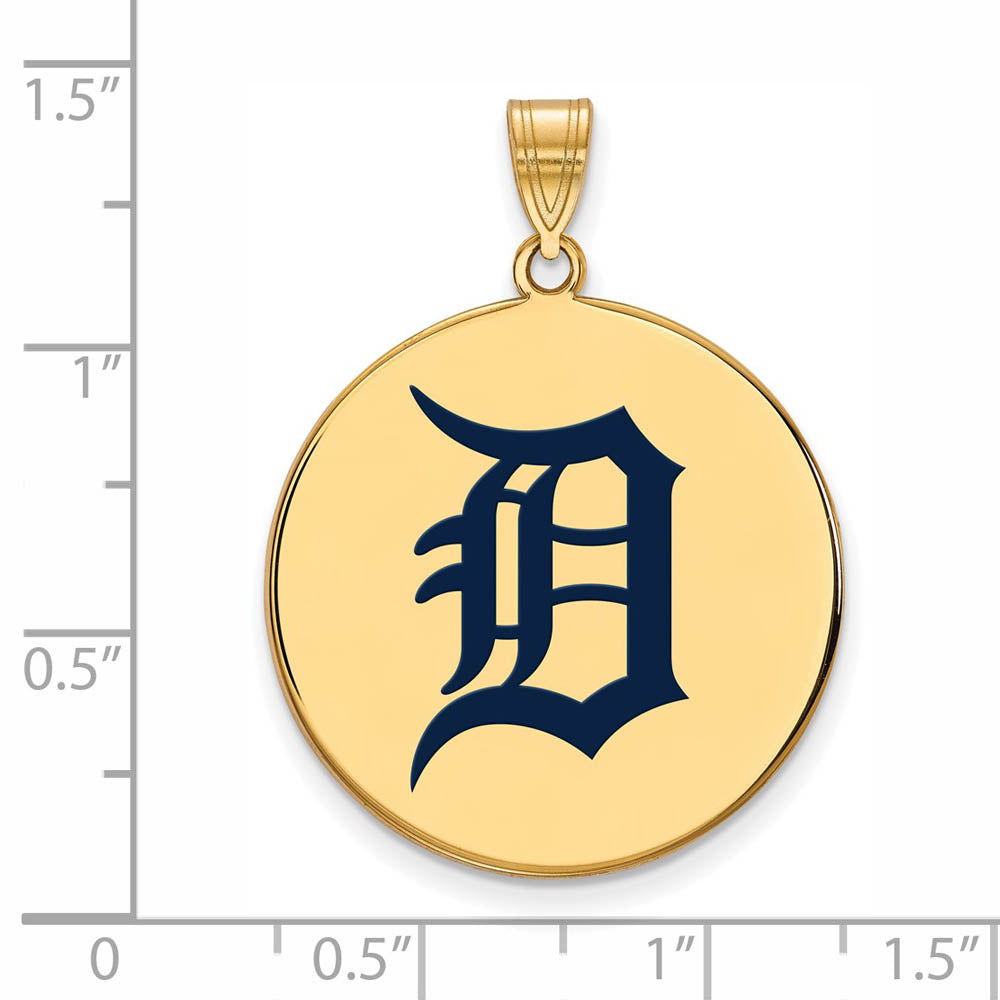 Alternate view of the 14K Gold Plated Silver MLB Detroit Tigers XL Enamel Disc Pendant by The Black Bow Jewelry Co.