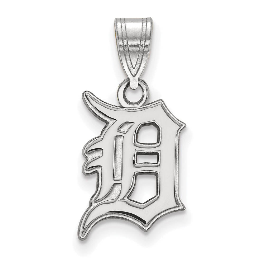 Sterling Silver MLB Detroit Tigers Letter D Medium Pendant, Item P31961 by The Black Bow Jewelry Co.