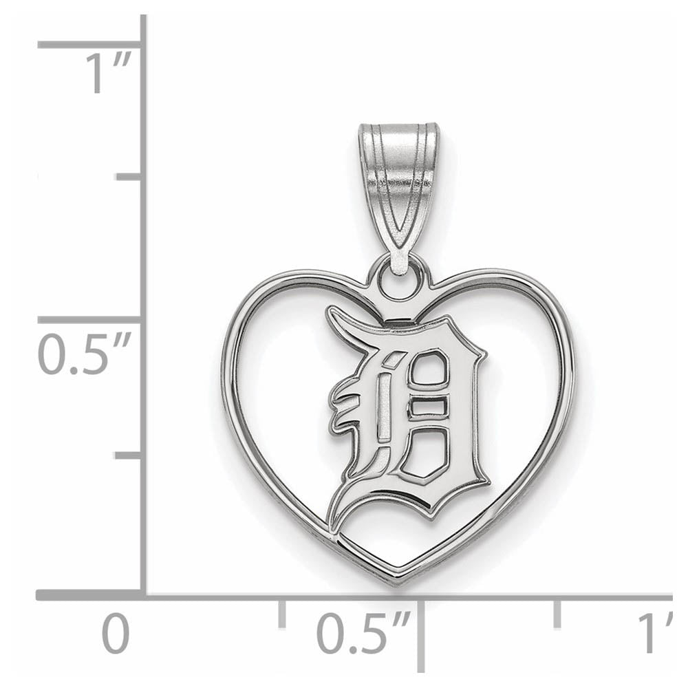 Alternate view of the Sterling Silver MLB Detroit Tigers Medium Heart Pendant by The Black Bow Jewelry Co.
