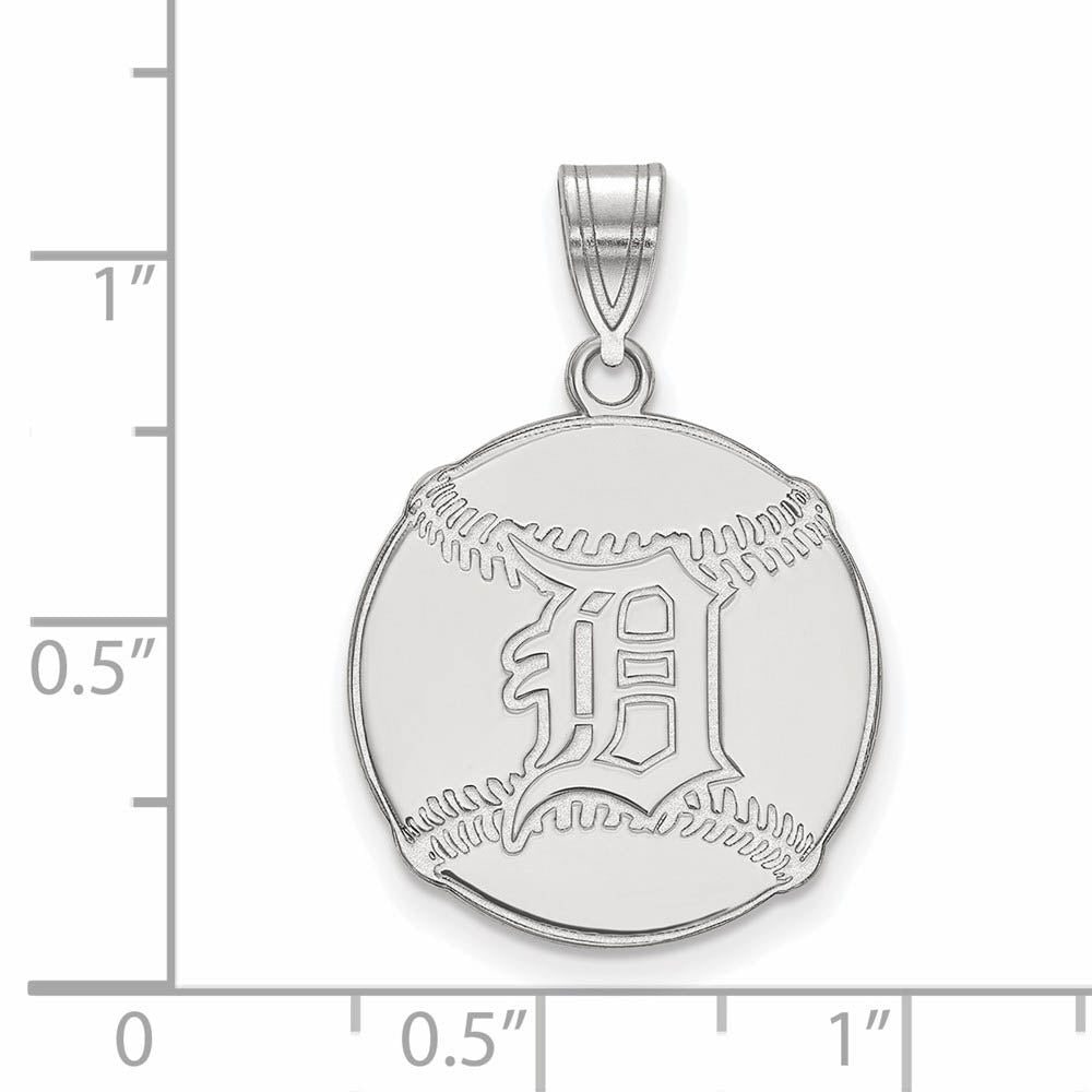 Alternate view of the Sterling Silver MLB Detroit Tigers Baseball Pendant by The Black Bow Jewelry Co.