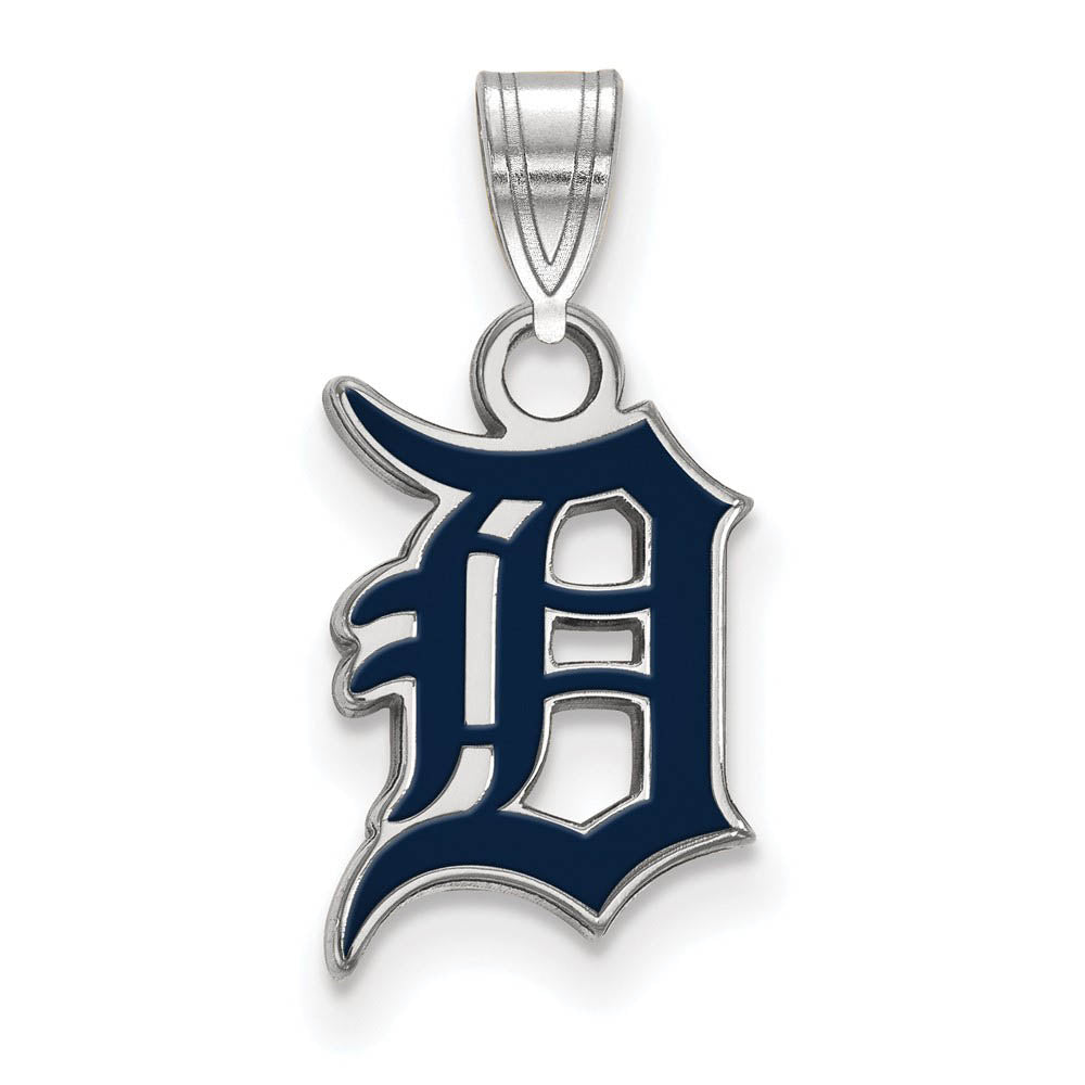 Sterling Silver MLB Detroit Tigers Letter D Small Enamel Pendant, Item P31968 by The Black Bow Jewelry Co.