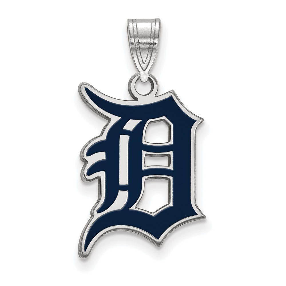 Sterling Silver MLB Detroit Tigers Letter D Large Enamel Pendant, Item P31969 by The Black Bow Jewelry Co.
