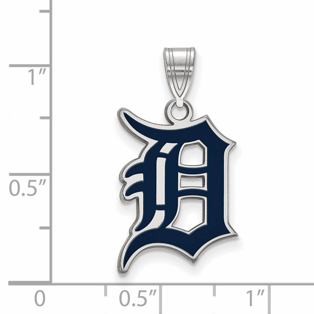 Alternate view of the Sterling Silver MLB Detroit Tigers Letter D Large Enamel Pendant by The Black Bow Jewelry Co.