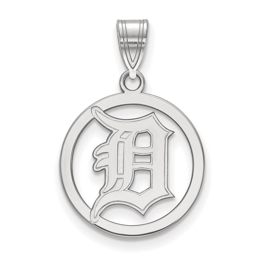 Sterling Silver MLB Detroit Tigers Small Circle Pendant, Item P31970 by The Black Bow Jewelry Co.