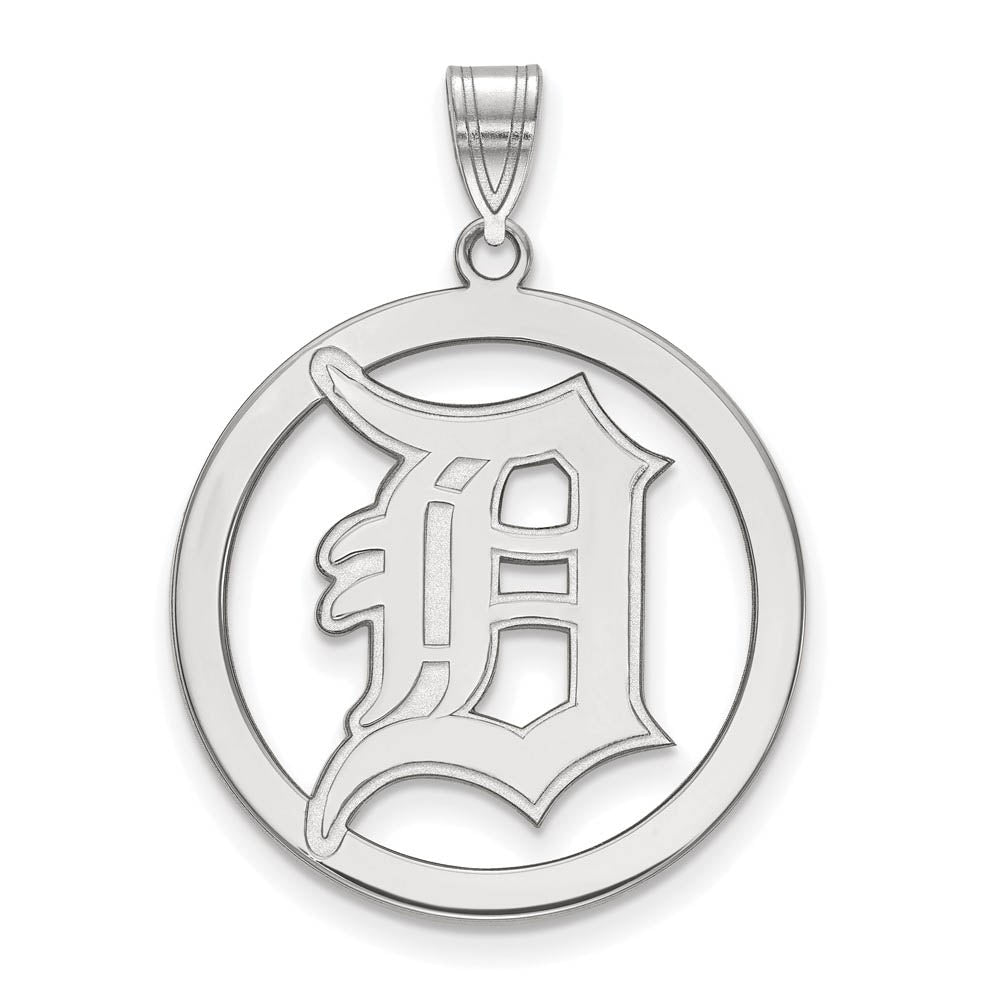 Sterling Silver MLB Detroit Tigers Large Circle Pendant, Item P31971 by The Black Bow Jewelry Co.