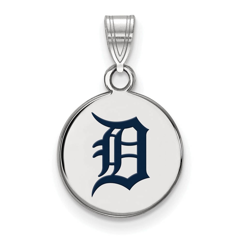 Sterling Silver MLB Detroit Tigers Small Enamel Disc Pendant, Item P31973 by The Black Bow Jewelry Co.