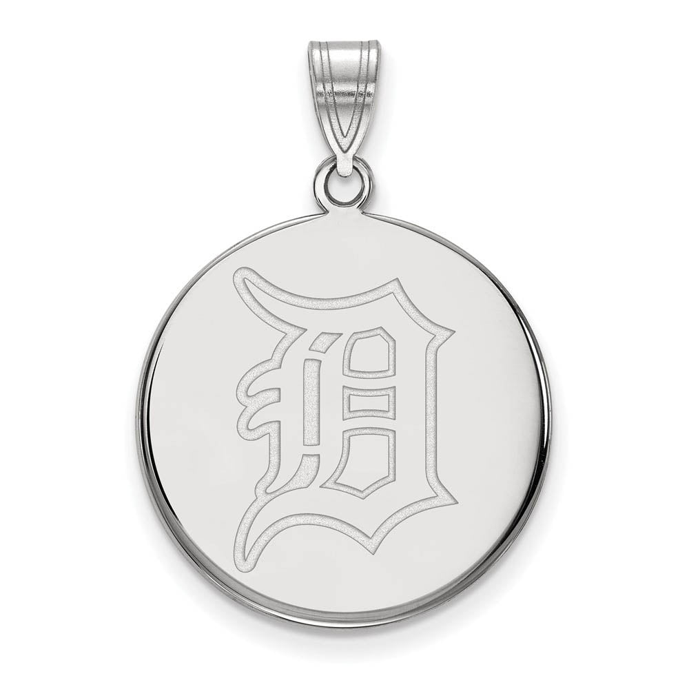 Sterling Silver MLB Detroit Tigers Large Disc Pendant, Item P31976 by The Black Bow Jewelry Co.