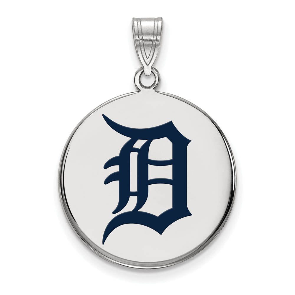 Sterling Silver MLB Detroit Tigers LG Enameled Disc Pendant, Item P31977 by The Black Bow Jewelry Co.