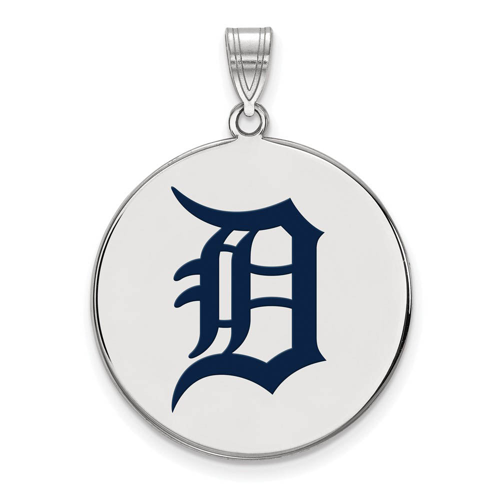 Sterling Silver MLB Detroit Tigers XL Enamel Disc Pendant, Item P31979 by The Black Bow Jewelry Co.