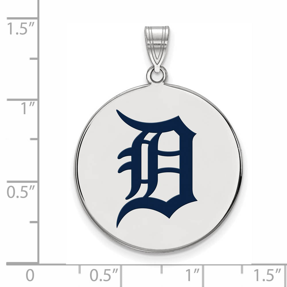 Alternate view of the Sterling Silver MLB Detroit Tigers XL Enamel Disc Pendant by The Black Bow Jewelry Co.
