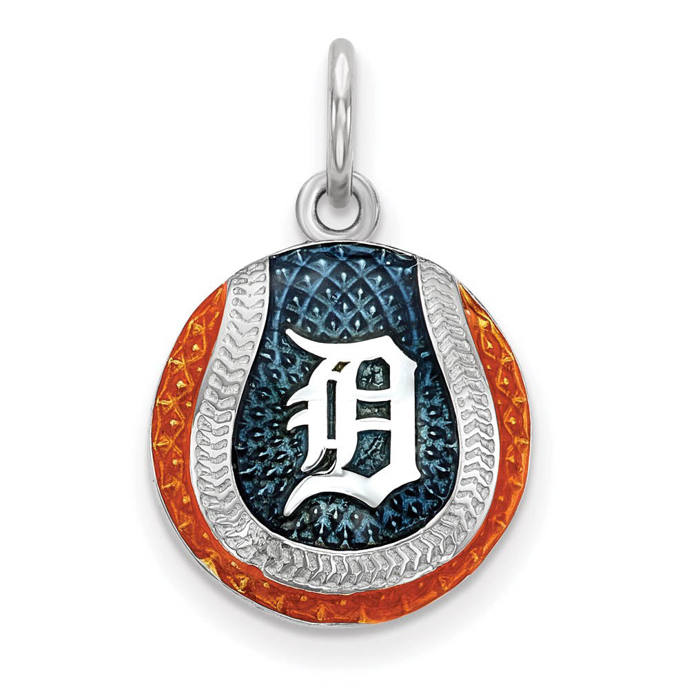 Sterling Silver MLB Detroit Tigers SM Enamel Baseball Charm, Item P31983 by The Black Bow Jewelry Co.