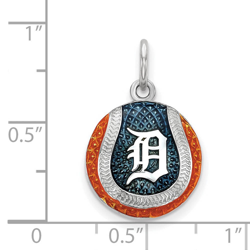 Alternate view of the Sterling Silver MLB Detroit Tigers SM Enamel Baseball Charm by The Black Bow Jewelry Co.
