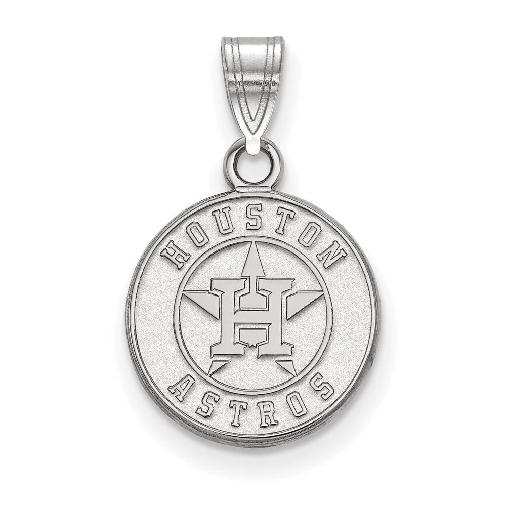 10K White Gold MLB Houston Astros Large Disc Pendant, Item P31989 by The Black Bow Jewelry Co.
