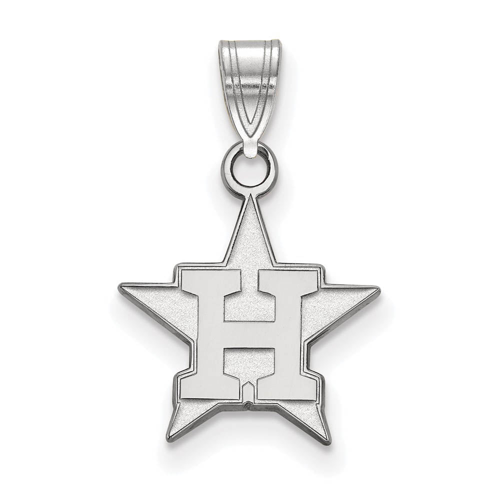 10K White Gold MLB Houston Astros Small H Star Pendant, Item P31991 by The Black Bow Jewelry Co.