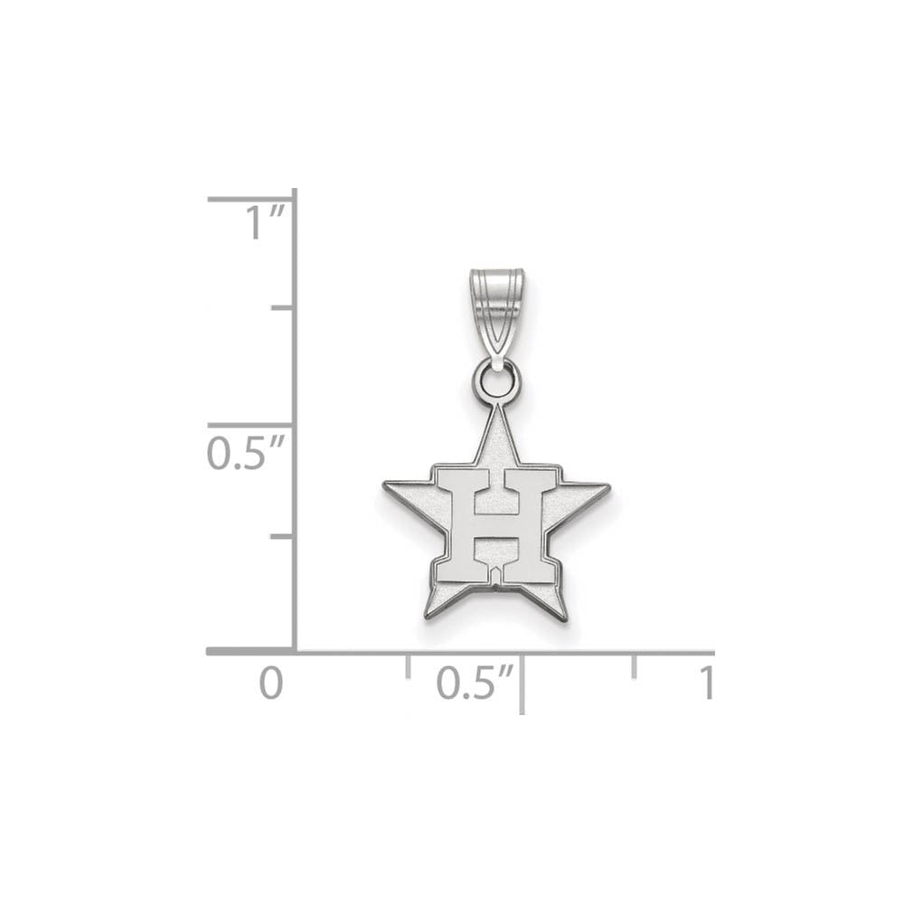 Alternate view of the 10K White Gold MLB Houston Astros Small H Star Pendant by The Black Bow Jewelry Co.