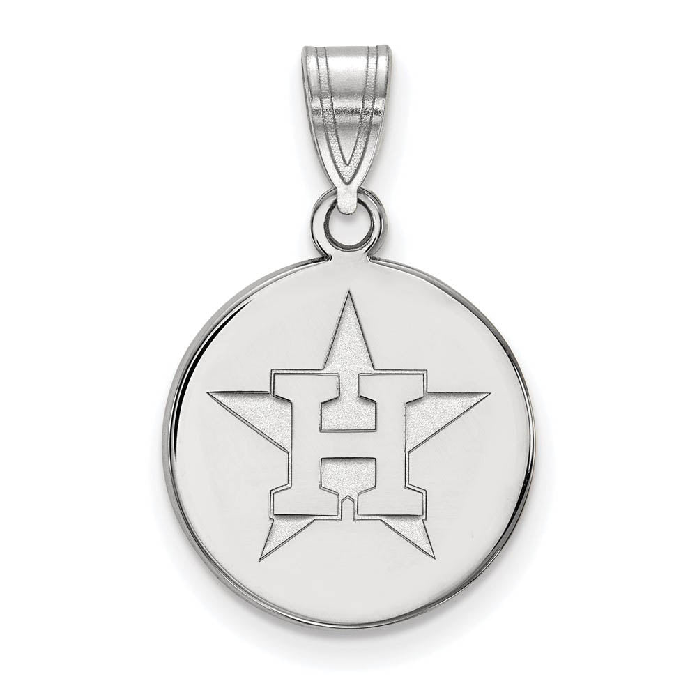 10K White Gold MLB Houston Astros Medium H Star Disc Pendant, Item P31992 by The Black Bow Jewelry Co.