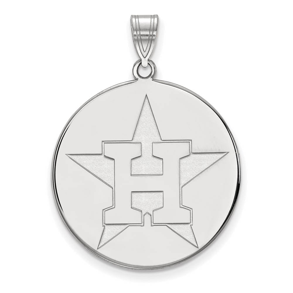 10K White Gold MLB Houston Astros Extra Large H Star Disc Pendant, Item P31994 by The Black Bow Jewelry Co.