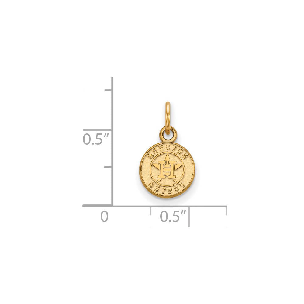 Alternate view of the 10K Yellow Gold MLB Houston Astros XS (Tiny) Disc Charm by The Black Bow Jewelry Co.
