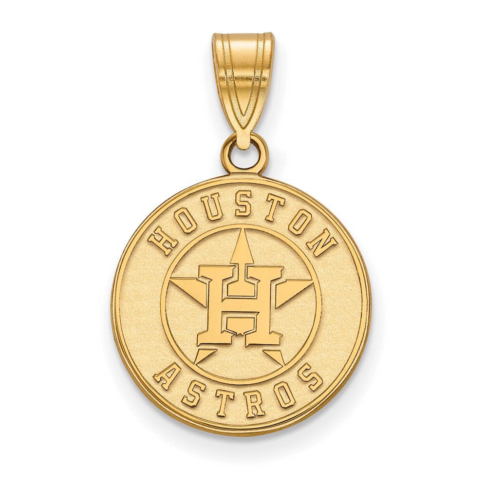 10K Yellow Gold MLB Houston Astros Medium Disc Pendant, Item P31997 by The Black Bow Jewelry Co.
