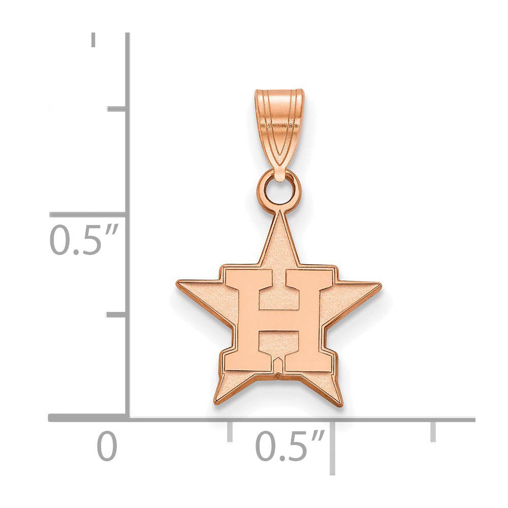 Alternate view of the 14K Rose Gold MLB Houston Astros Small H Star Pendant by The Black Bow Jewelry Co.