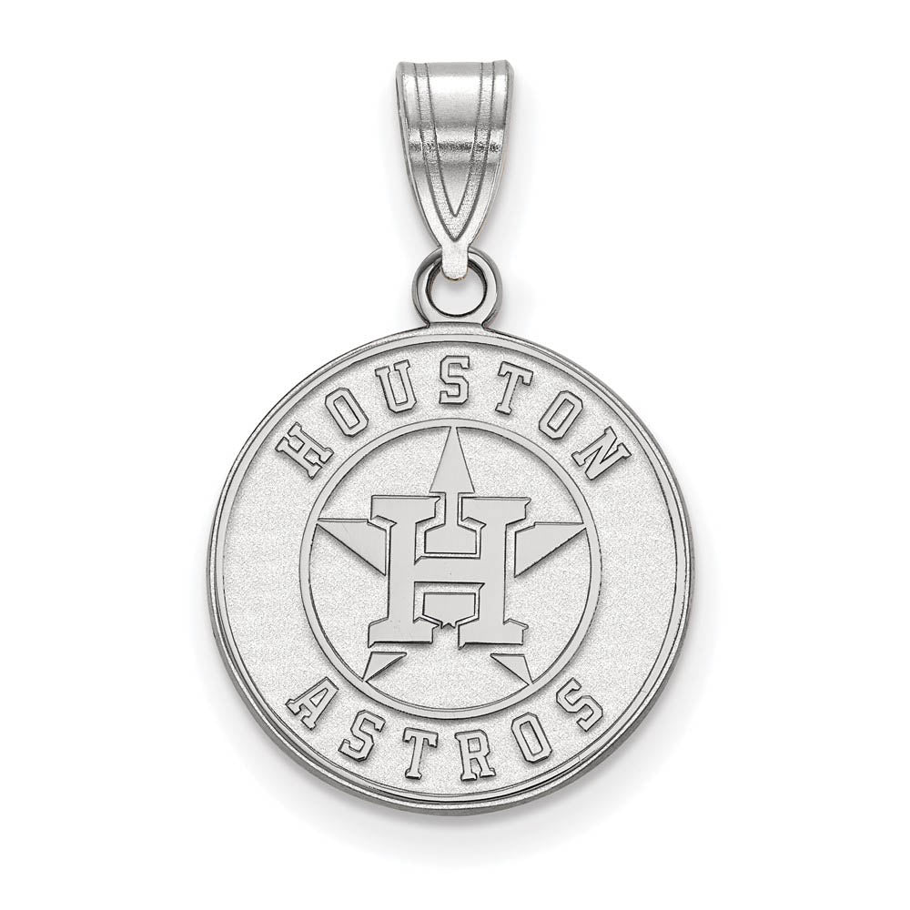 14K White Gold MLB Houston Astros Medium Disc Pendant, Item P32007 by The Black Bow Jewelry Co.