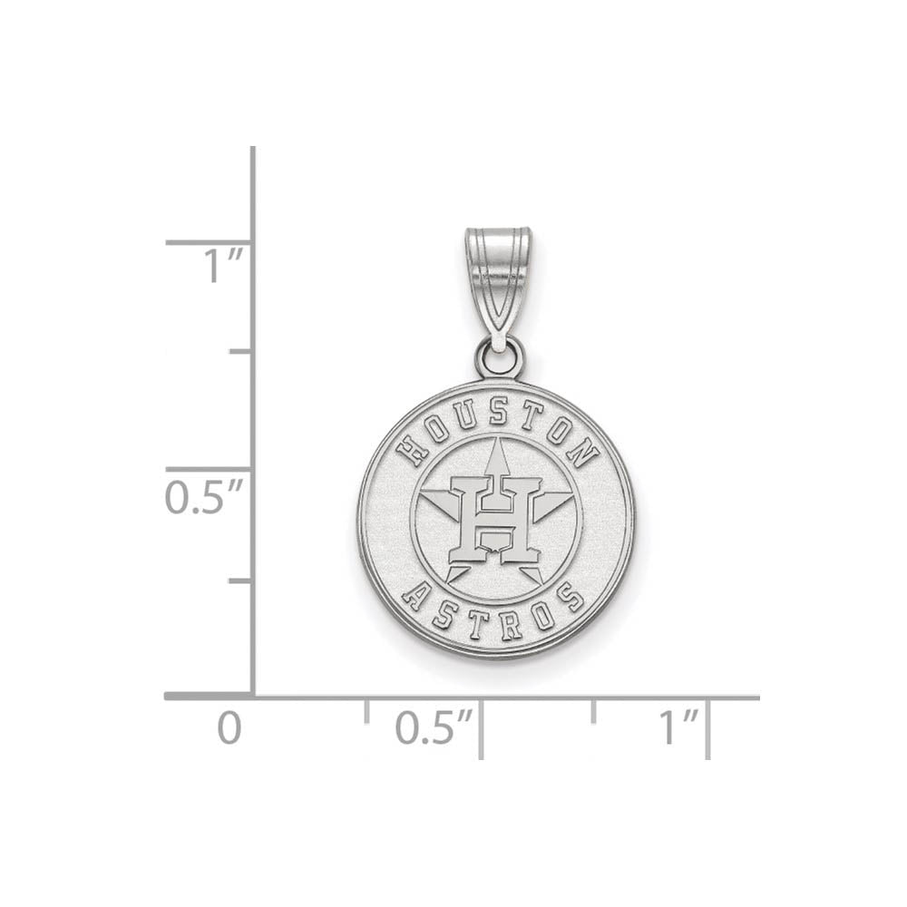 Alternate view of the 14K White Gold MLB Houston Astros Medium Disc Pendant by The Black Bow Jewelry Co.