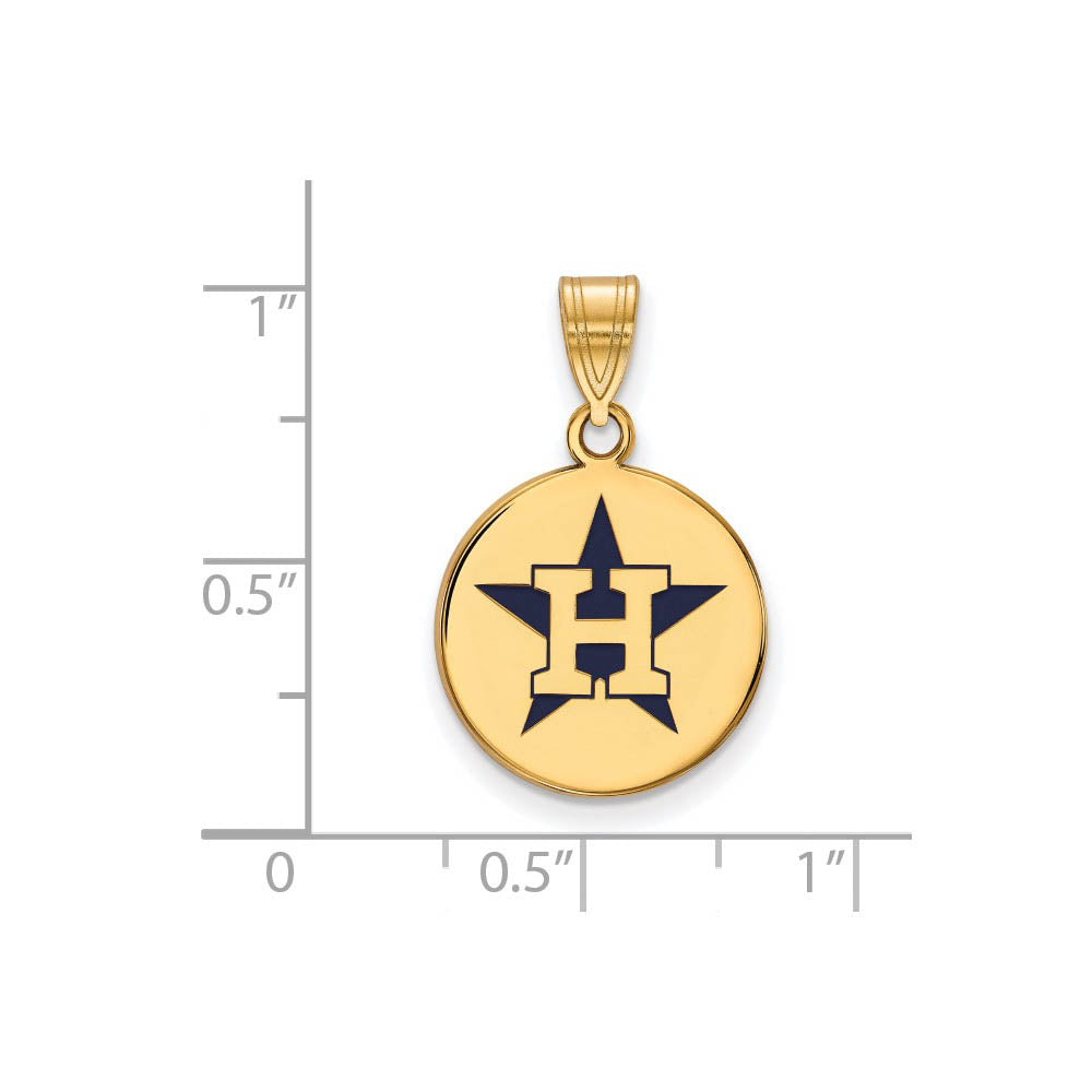 Alternate view of the 14K Gold Plated Silver MLB Houston Astros MD Enamel Star Disc Pendant by The Black Bow Jewelry Co.