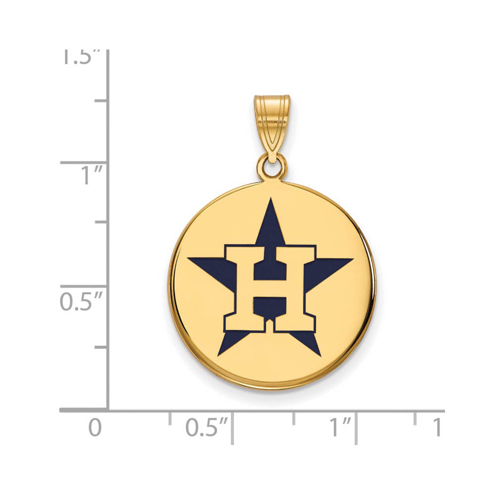 Alternate view of the 14K Gold Plated Silver MLB Houston Astros LG Enamel Star Disc Pendant by The Black Bow Jewelry Co.